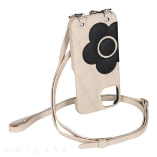 【iPhone14/13 ケース】DAISY PACH PU QUILT Leather New Sling Case (IVORY/BLACK)-4570052793220