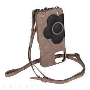 【iPhone14/13 ケース】DAISY PACH PU QUILT Leather New Sling Case (TAUPE/BLACK)-4570052793213