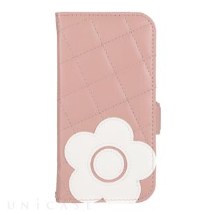 【iPhone14/13 ケース】DAISY PACH PU QUILT Leather Book Type Case (DUSTY PINK/WHITE)-4570052793053