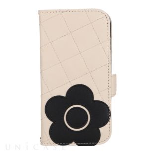 【iPhone14/13 ケース】DAISY PACH PU QUILT Leather Book Type Case (IVORY/BLACK)-4570052793039