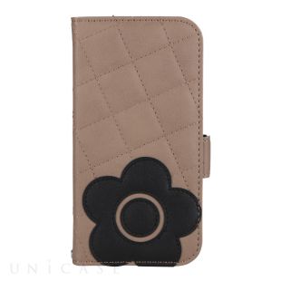【iPhone14/13 ケース】DAISY PACH PU QUILT Leather Book Type Case (TAUPE/BLACK)-4570052793022