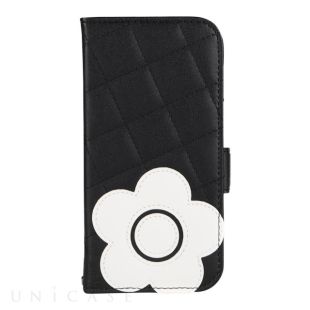【iPhone14/13 ケース】DAISY PACH PU QUILT Leather Book Type Case (BLACK/WHITE)-4570052793015