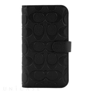 【iPhone14 ケース】Leather Folio Case (Black Emboss Signature C Pebbled Leather)-4573565894736