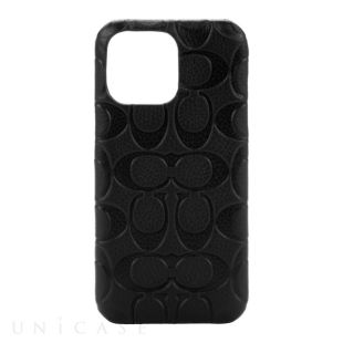 【iPhone14 Pro Max ケース】Leather Slim Wrap Case (Black Emboss Signature C Pebbled Leather)-4573565894668