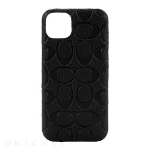 【iPhone14 Plus ケース】Leather Slim Wrap Case (Black Emboss Signature C Pebbled Leather)-4573565894606