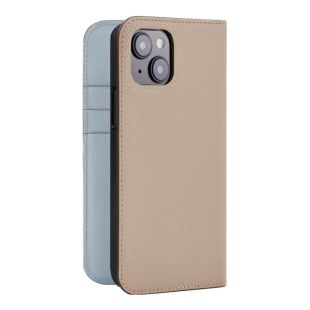 【iPhone14 ケース】ダイアリーケース ノブレッサレザー (グレージュ × ブルーリン)-4589903590727