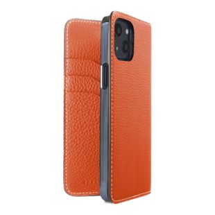 【iPhone13 ケース】ダイアリーケース シュリンクレザー (オレンジ)-4589903570910