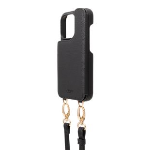 【iPhone15 Pro ケース】“Mou” PUレザー ショルダーストラップケース (ブラック)-4570046397694