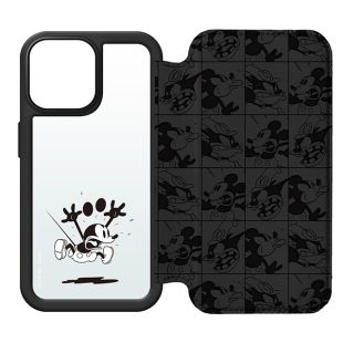 【iPhone15 Pro Max ケース】ガラスフリップケース (ミッキーマウス)-4573540886527