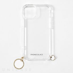 【iPhone14 Plus ケース】ストラップ用リング付きクリアケース (ゴールドチャーム)-4570047578955