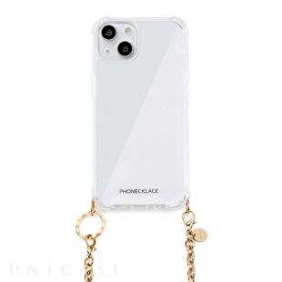 【iPhone14 Plus ケース】チェーンショルダーストラップ付きクリアケース (ゴールド)-4570047578931