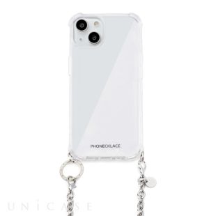 【iPhone14 Plus ケース】チェーンショルダーストラップ付きクリアケース (シルバー)-4570047578924
