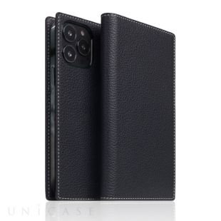 【iPhone13 Pro Max ケース】Full Grain Leather Case (ブラックブルー)-4570047561438