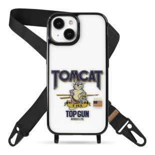 【iPhone15 ケース】ショルダーストラップ付クリアケース (トムキャット)-4573317637390