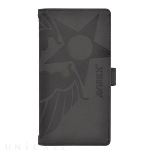 【マルチ スマホケース】両利きマルチ手帳 スタンプロゴスエード (ブラック)-4573317634733