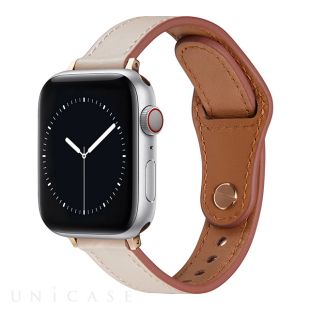 【Apple Watch バンド 49/45/44/42mm】ピンバックル レザー 本革細身 (ペールピンク) for Apple Watch Ultra2/1/SE(第2/1世代)/Series9/8/7/6/5/4/3/2/1-4580046894321