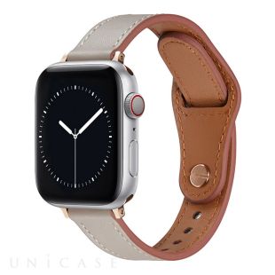 【Apple Watch バンド 49/45/44/42mm】ピンバックル レザー 本革細身 (アイボリー) for Apple Watch Ultra2/1/SE(第2/1世代)/Series9/8/7/6/5/4/3/2/1-4580046894307