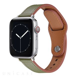 【Apple Watch バンド 49/45/44/42mm】ピンバックル レザー 本革細身 (グリーン) for Apple Watch Ultra2/1/SE(第2/1世代)/Series9/8/7/6/5/4/3/2/1-4580046894291
