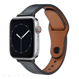 【Apple Watch バンド 49/45/44/42mm】ピンバックル レザー 本革細身 (ブラック) for Apple Watch Ultra2/1/SE(第2/1世代)/Series9/8/7/6/5/4/3/2/1-4580046894277