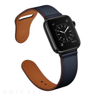 【Apple Watch バンド 49/45/44/42mm】ピンバックル レザー (ネイビー) for Apple Watch Ultra2/1/SE(第2/1世代)/Series9/8/7/6/5/4/3/2/1-4573119940568