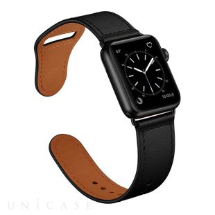 【Apple Watch バンド 49/45/44/42mm】ピンバックル レザー (ブラック) for Apple Watch Ultra2/1/SE(第2/1世代)/Series9/8/7/6/5/4/3/2/1-4573119940469