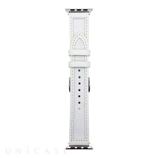 【Apple Watch バンド 41/40/38mm】キャンパスキ地 ステッチベルト (ホワイト) for Apple Watch SE(第2/1世代)/Series9/8/7/6/5/4/3/2/1-4582545666119