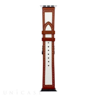 【Apple Watch バンド 41/40/38mm】キャンパスキ地 ステッチベルト (ブラウン) for Apple Watch SE(第2/1世代)/Series9/8/7/6/5/4/3/2/1-4582545666096