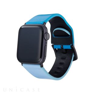 【Apple Watch バンド 41/40/38mm】“at Once” Genuine Leather Watchband (Blue) for Apple Watch SE(第2/1世代)/Series9/8/7/6/5/4/3/2/1-4570046386384