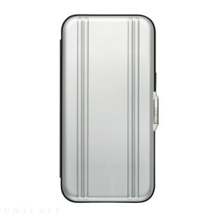 【iPhone13 Pro ケース】ZERO HALLIBURTON Hybrid Shockproof Flip Case for iPhone13 Pro (Silver)-4573558550007