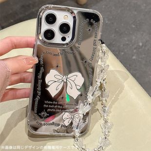 【iPhoneSE(第3/2世代)/8/7 ケース】ミラーケース ストラップ付き(リボン)-4573558556924