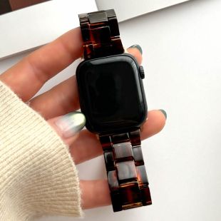 【Apple Watch バンド 41/40/38mm】マーブル樹脂バンド (べっこう) for Apple Watch SE(第2/1世代)/Series9/8/7/6/5/4/3/2/1-4573558553961