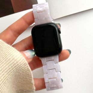 【Apple Watch バンド 41/40/38mm】マーブル樹脂バンド (ホワイト) for Apple Watch SE(第2/1世代)/Series9/8/7/6/5/4/3/2/1-4573558553947