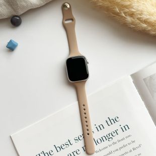 【Apple Watch バンド 41/40/38mm】スリムシンプルシリコンバンド (ベージュ) for Apple Watch SE(第2/1世代)/Series9/8/7/6/5/4/3/2/1-4573558553558
