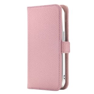 【iPhone15/14/13 ケース】Rich in color Leather Book (peach pink)-4573558557136
