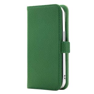 【iPhone15/14/13 ケース】Rich in color Leather Book (avocado green)-4573558557129