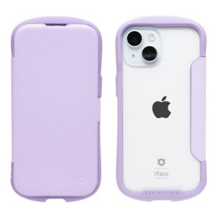 【iPhone15 ケース】iFace Reflection ダイアリー ポリカーボネート クリアケース (パープル)-4522327967737