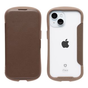 【iPhone15 ケース】iFace Reflection ダイアリー ポリカーボネート クリアケース (ブラウン)-4522327967720