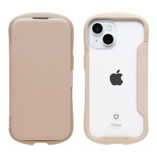【iPhone15 ケース】iFace Reflection ダイアリー ポリカーボネート クリアケース (ベージュ)-4522327967706