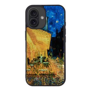 【iPhone16 ケース】MagSafe対応 天然貝ケース (夜のカフェテラス)-4582741610756