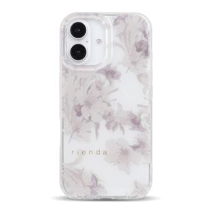 【iPhone16 ケース】rienda TPUクリアケース (Dress Flower/くすみホワイト)-4573317643360