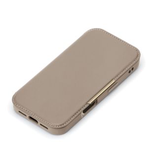 【iPhone16 Plus ケース】ガラスフリップケース  (ベージュ)-4573540893440